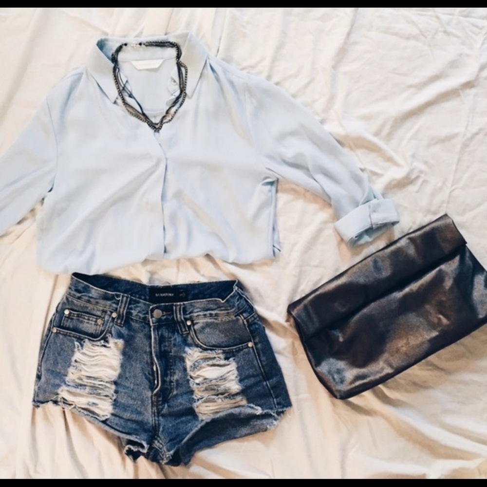 Light Blue Semi Sheer Blouse